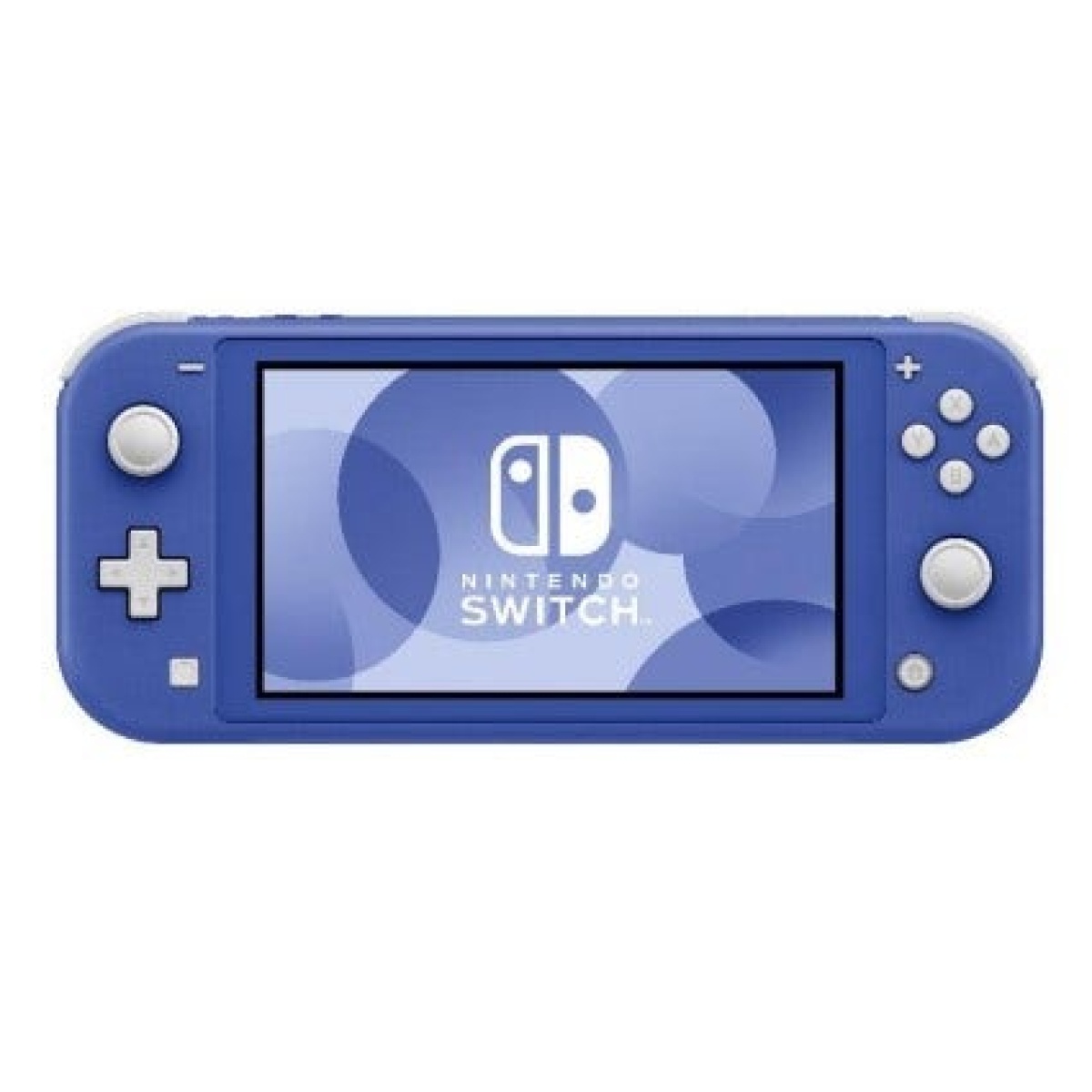 Nintendo Switch Lite azul com tela inicial do console.