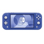 Nintendo Switch Lite azul com tela inicial do console.