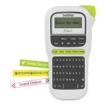 Etiquetadora Brother PT-D210 com teclado e visor, ideal para organização.