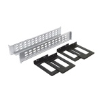 Suporte para montagem de dispositivos, com peças metálicas e design funcional.