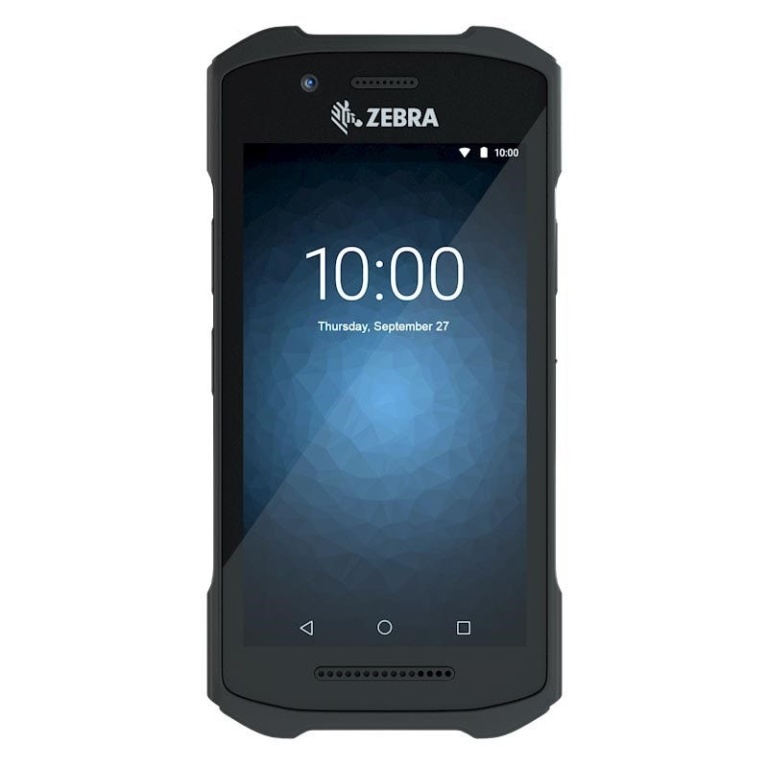 Smartphone Zebra, modelo robusto, com tela de 10:00 visível.