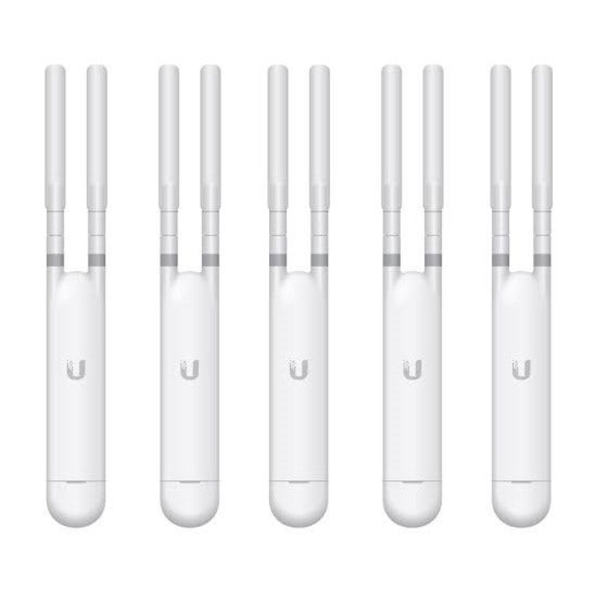 Conjunto de cinco antenas Ubiquiti para conexão wireless.