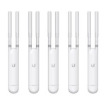 Conjunto de cinco antenas Ubiquiti para conexão wireless.