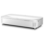 Projetor ultracurto Epson, design elegante, ideal para home theater.