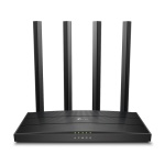 Roteador TP-Link, modelo Archer, com quatro antenas para melhor sinal.