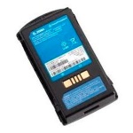 Bateria ZEBRA para dispositivos móveis, com etiqueta azul e terminais visíveis.