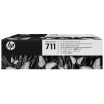 Cartucho de tinta HP 711, embalagem com design moderno e informações do produto.