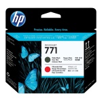 Cartucho de tinta HP 771, preto e vermelho, embalagem com design de borboletas.
