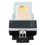 Scanner Fujitsu ScanSnap iX1500 com documentos sendo alimentados.
