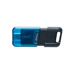 Pen drive SanDisk de 32GB, design azul e preto, ideal para armazenamento portátil.