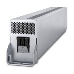 Gabinete de servidor em alumínio com design ventilado e portas de acesso.