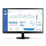 Monitor AOC com gráficos e dados em exibição para análise.