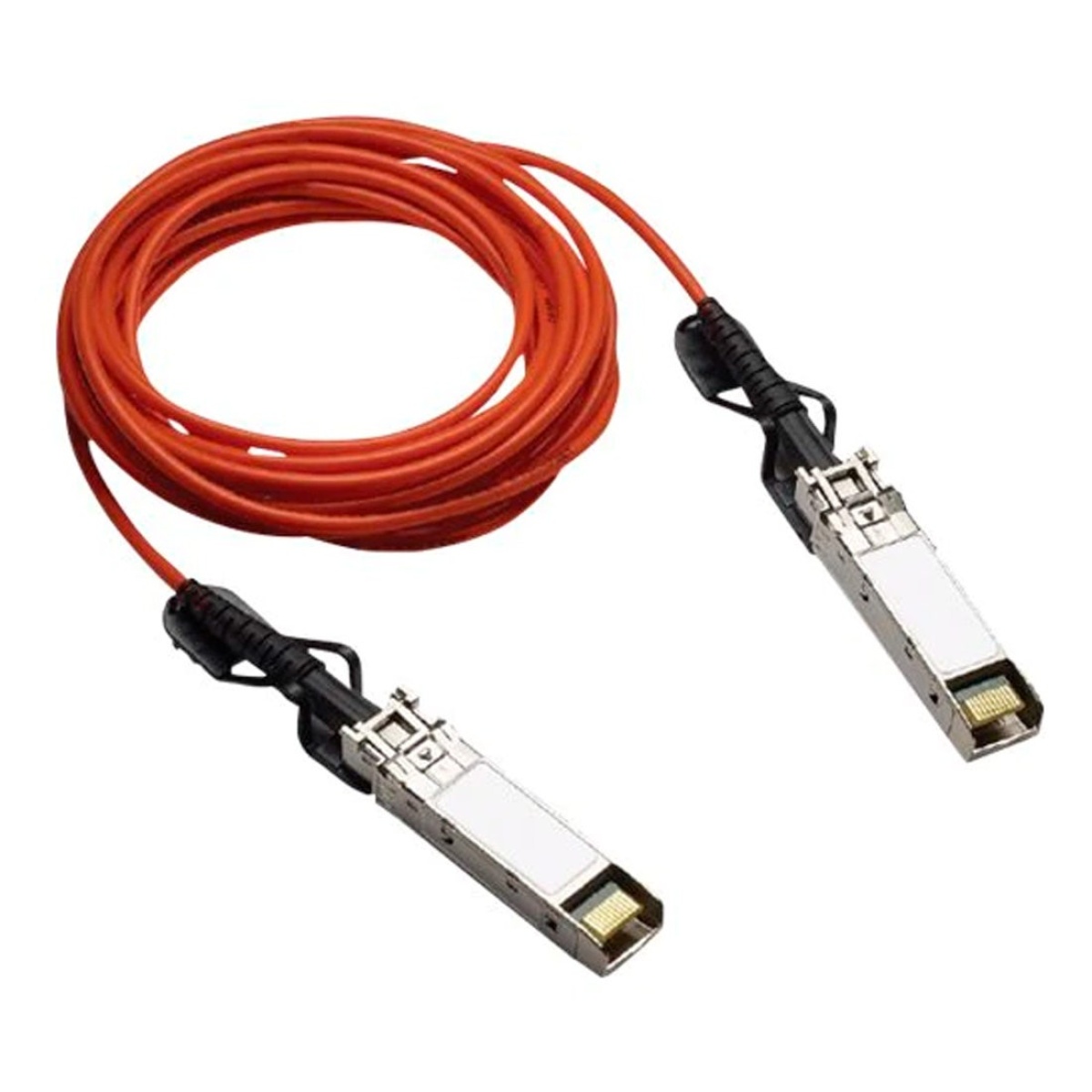 Cabo de fibra óptica, 10 metros, conexão rápida, cor laranja.