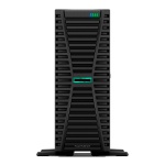 Servidor HPE ProLiant, torre compacta com design ventilado e LEDs indicadores.