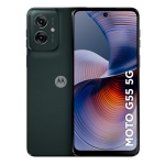 Smartphone Motorola Moto G55 5G, com design moderno e câmeras duplas.
