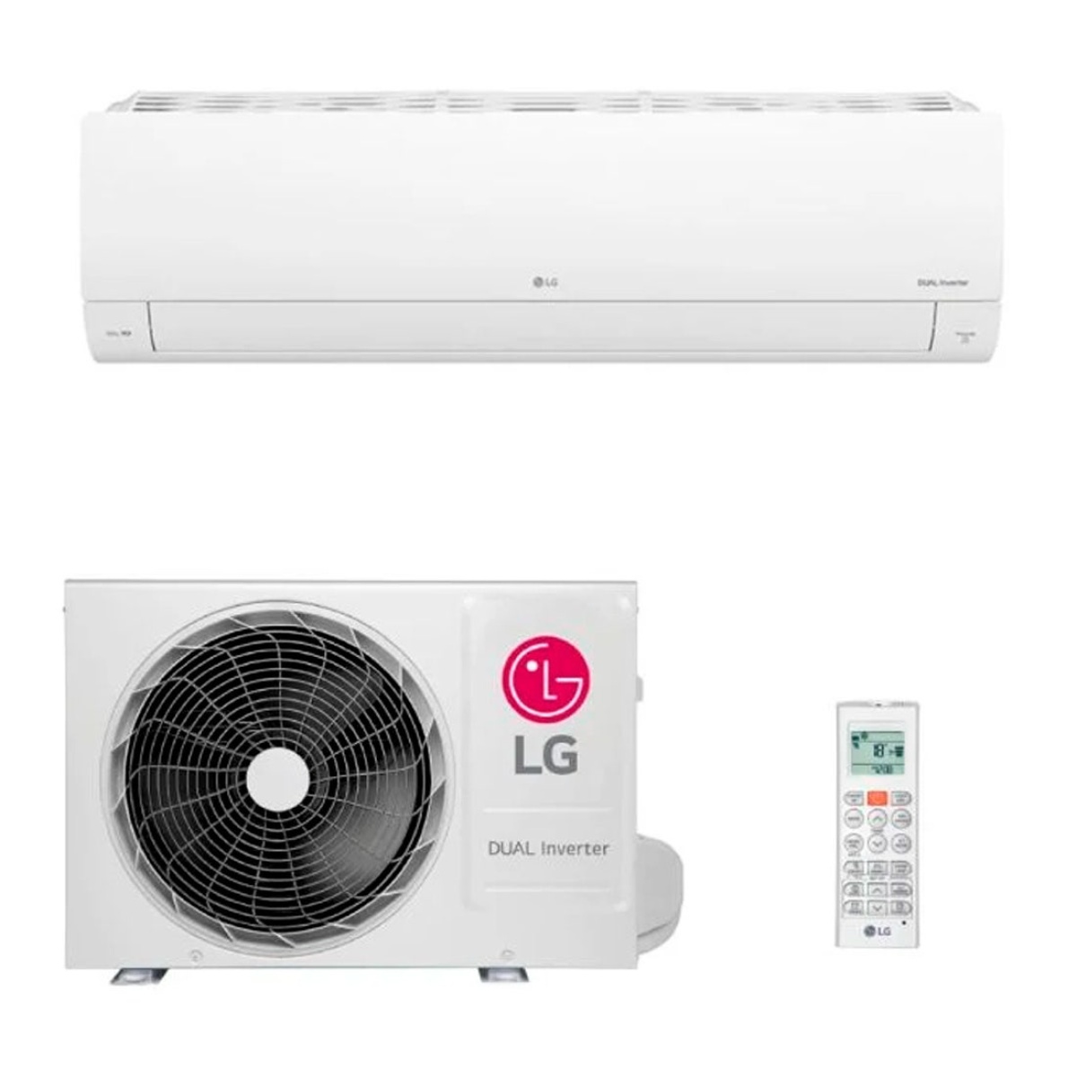 Ar-condicionado Split LG, unidade interna e externa com controle remoto.