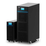 Sistemas de alimentação ininterrupta (UPS) da marca APC, com display digital.