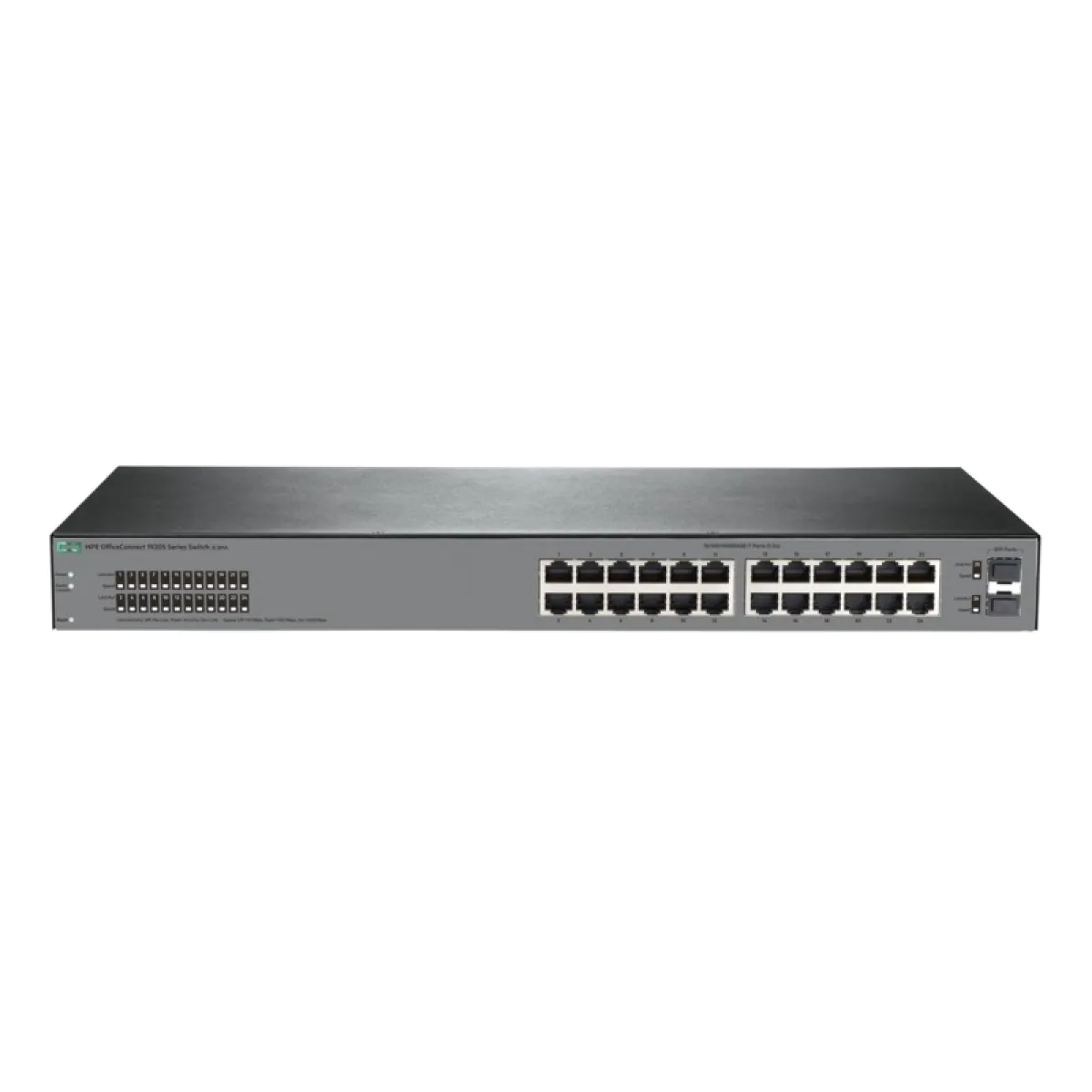 HPE Switch 1920S-24G-2SFP JL381A com 24 portas 10/100/1000Mbps RJ45 + 2 portas SFP 1G, camada 3,qos, vlan, gerenciável,até 52 Gbps, Navegador Web, VLANs, 1U, ARM Cortex-A9 @ 400 MHz, 256 MB SDRAM, 64 MB flash; packet buffer: 1.5 MB-0
