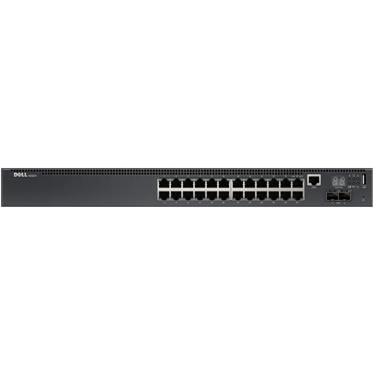 Dell Networking switch N2024, 210-ABNV, 24 portas Gigabit Ethernet (10/100/1000) + 2 Portas 10 GbE SFP+, empilhável, gerenciável, camada 2 e 3,IPv4 e IPv6, PoE +,QoS, VLANs, 172 Gbps, 1 x AC PSU-0