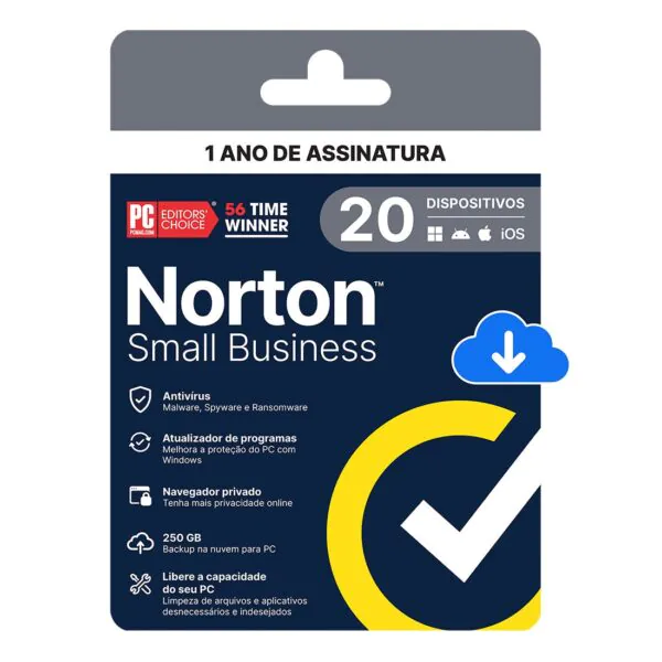 Assinatura Norton Small Business para 20 dispositivos, 1 ano de proteção.