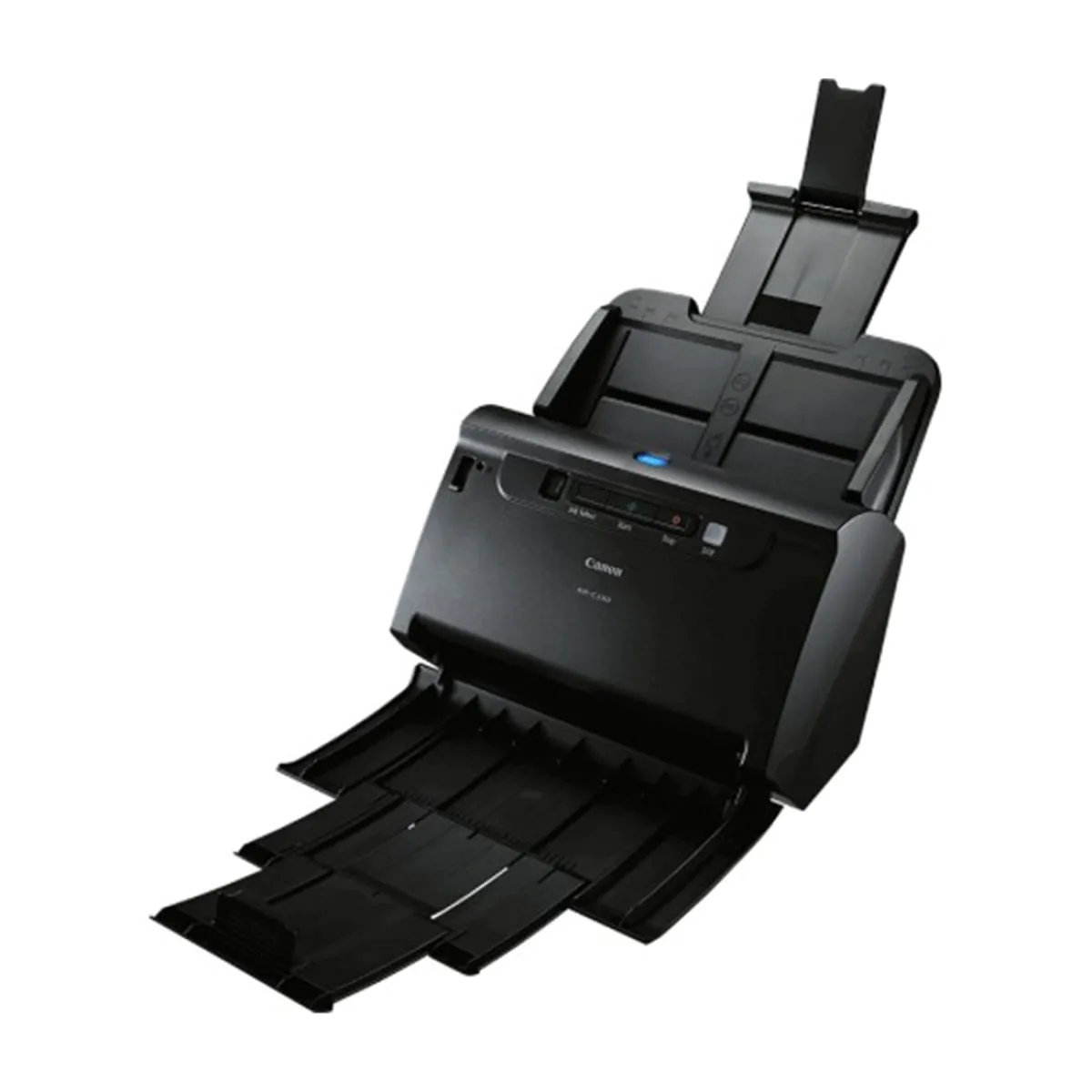 Scanner Epson DS-530 com bandeja de saída ajustável.