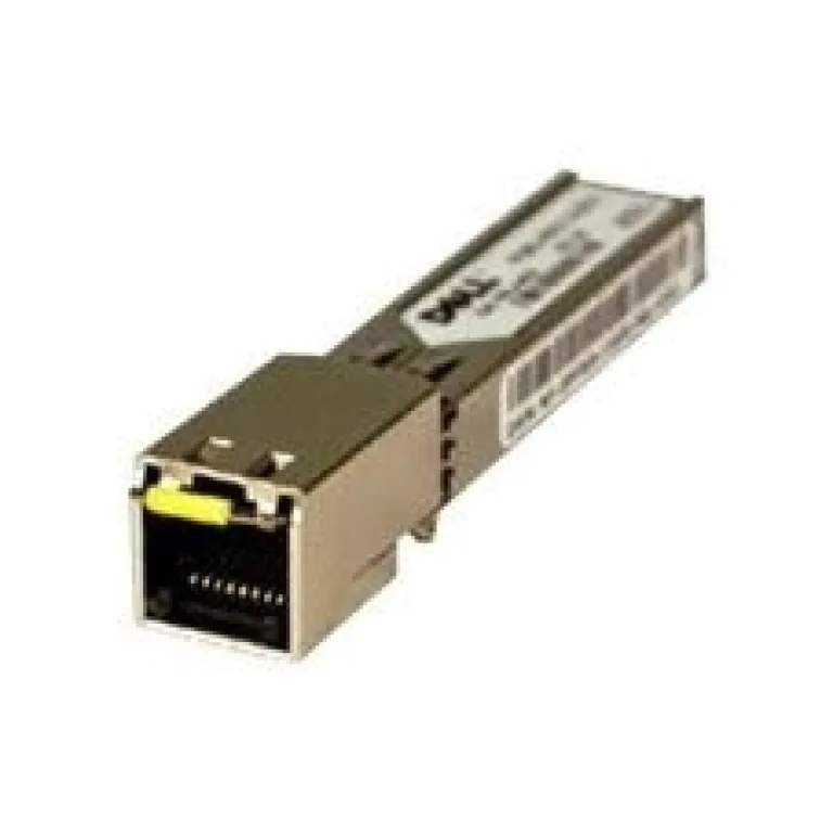 Transceptor SFP, marca Dell, conexão Ethernet, design compacto.
