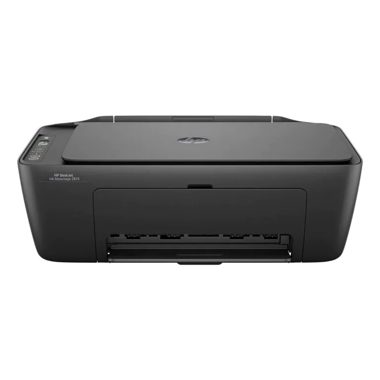 Impressora multifuncional HP DeskJet, design compacto e funcional.