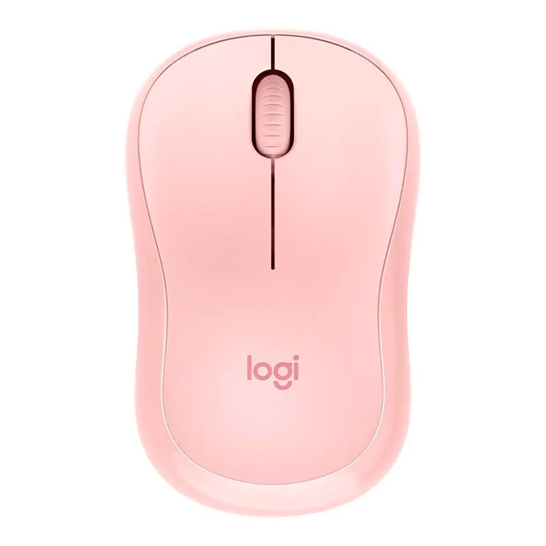 Mouse sem fio rosa Logi, design elegante e moderno.