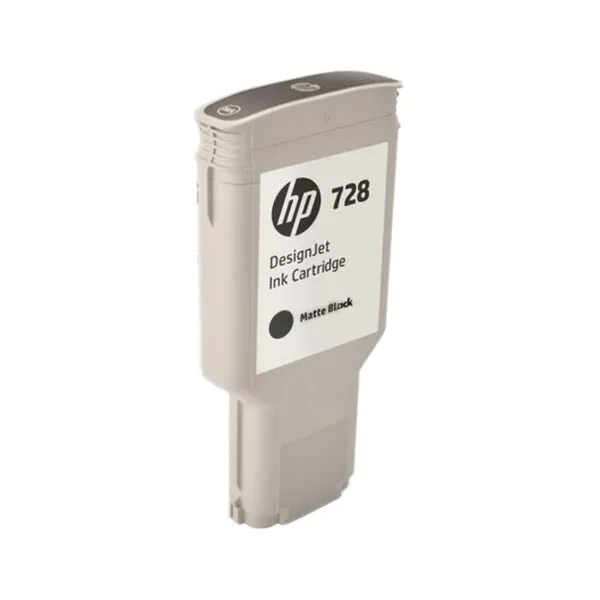Cartucho de tinta HP 728, cor preta, design compacto e eficiente.
