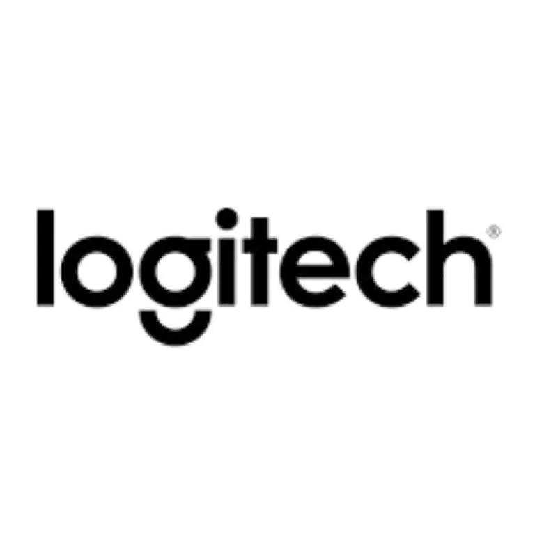 Logotipo da Logitech, marca de produtos de tecnologia e periféricos.