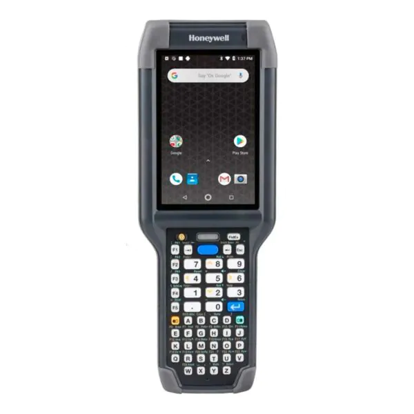 Dispositivo portátil Honeywell, tipo terminal, com tela touchscreen e teclado alfanumérico.