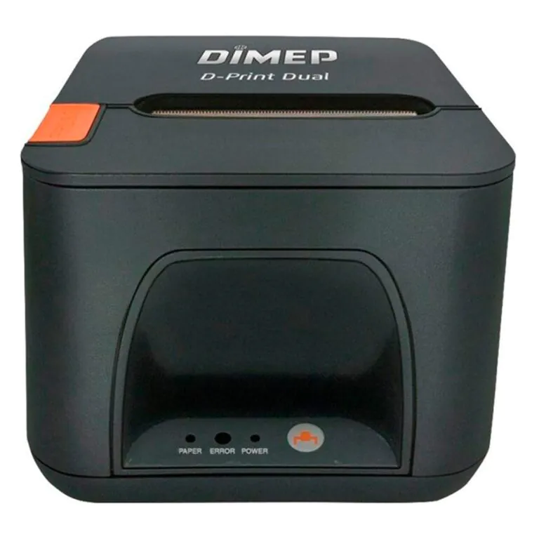 Impressora térmica DIMEP, compacta, com botão laranja e indicadores de status.