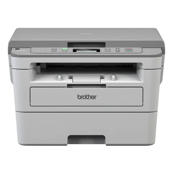 Impressora multifuncional Brother com design compacto e funcionalidade de impressão.