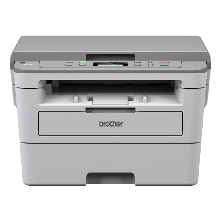 Impressora multifuncional Brother com design compacto e funcionalidade de impressão.