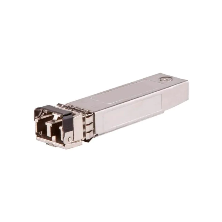 Transceptor SFP+ 10Gbps, marca desconhecida, conexão para fibra óptica.