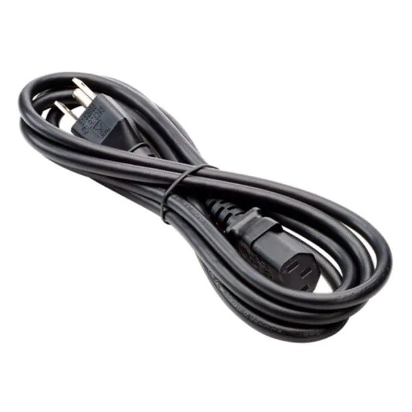 Cabo de alimentação preto, ideal para conectar dispositivos eletrônicos.