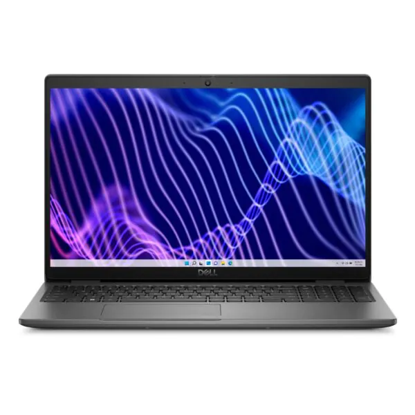 Notebook com tela de ondas coloridas, marca desconhecida.