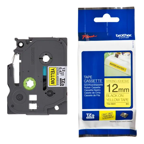 Fita adesiva de 12mm da marca TZe, ideal para rotulagem.