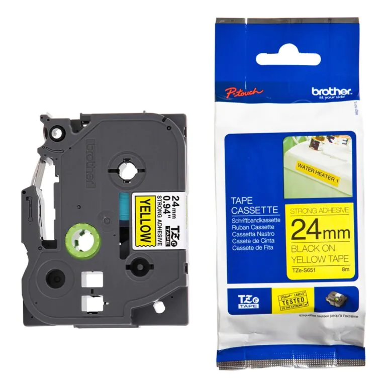 Cassete de fita 24mm da marca Brother, ideal para etiquetadoras.