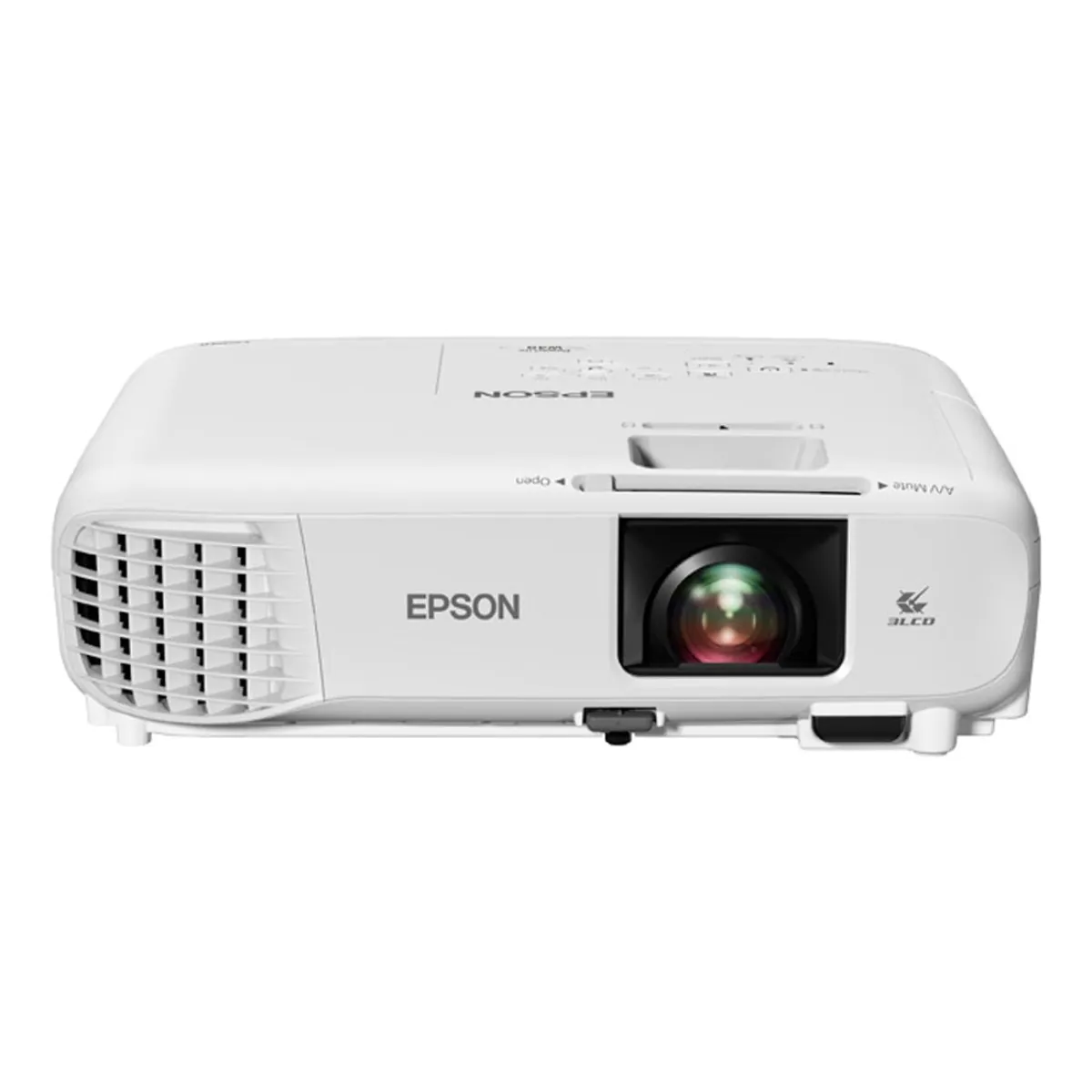 Projetor Epson com design compacto e lente visível.